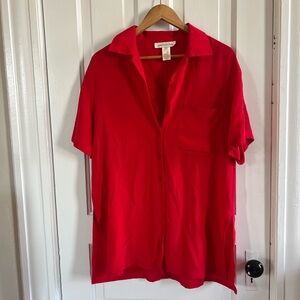 100% silk vintage short sleeve button down